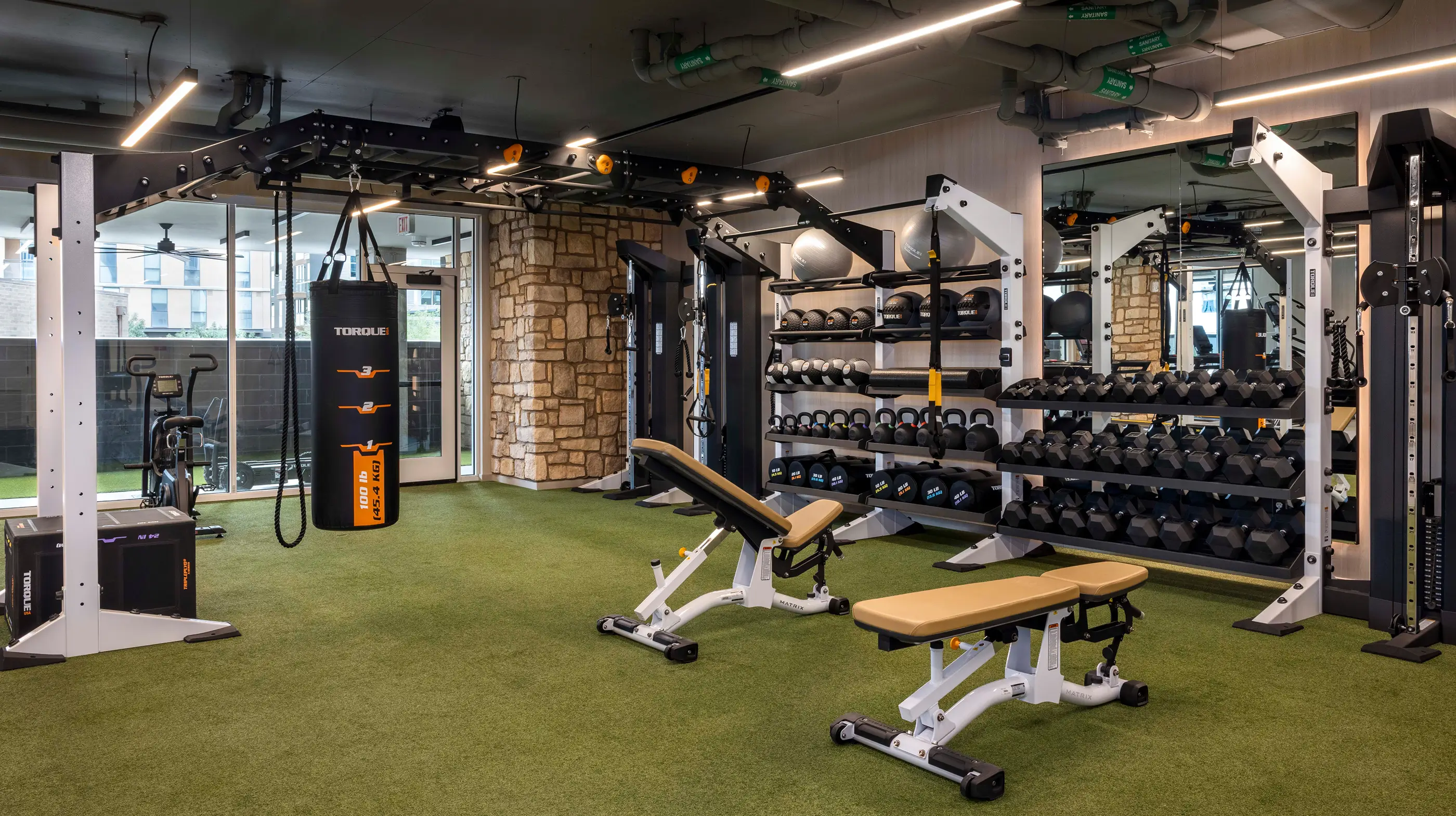Massive fitness center with premier equipment and amenities.