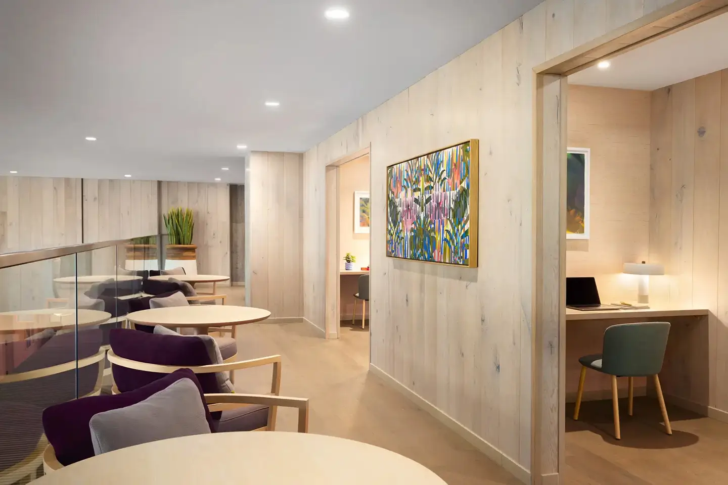 Study spaces in a modern student apartment